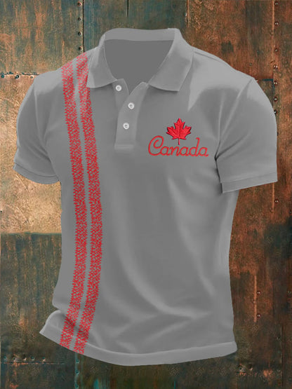 Men's Retro Canada Day Print Polo Shirt