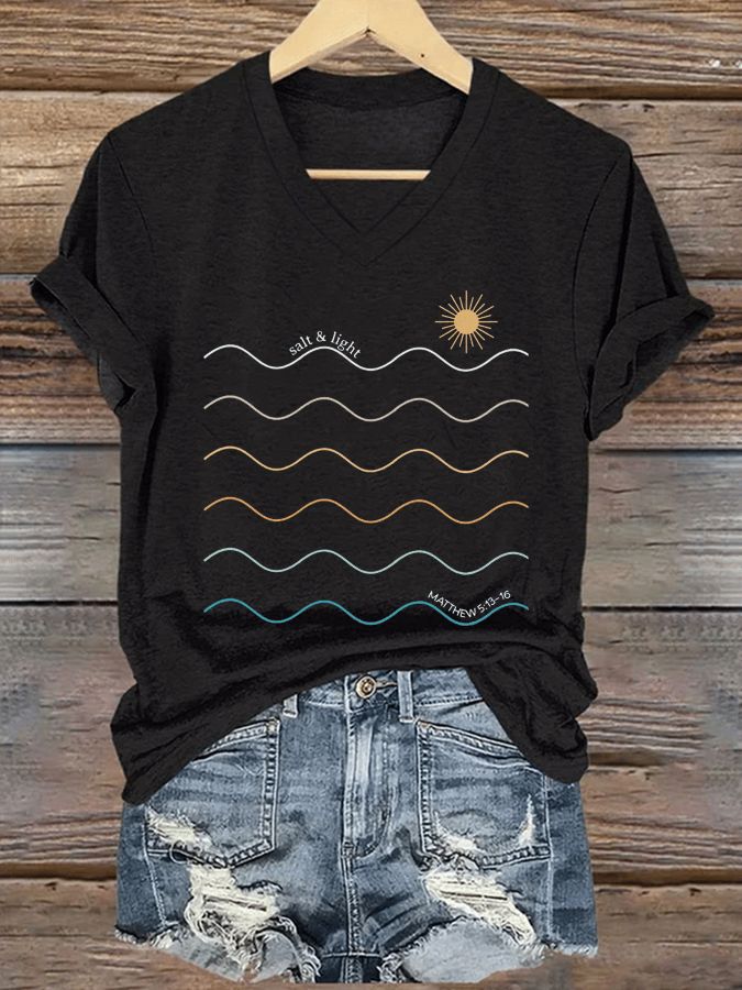 Women's Salt & Light Faith Print V-Neck T-Shirt