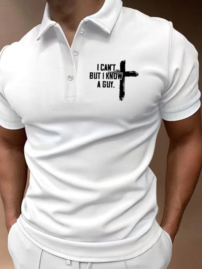 Men'S I Can't But I Know A Guy Print  Polo Shirt