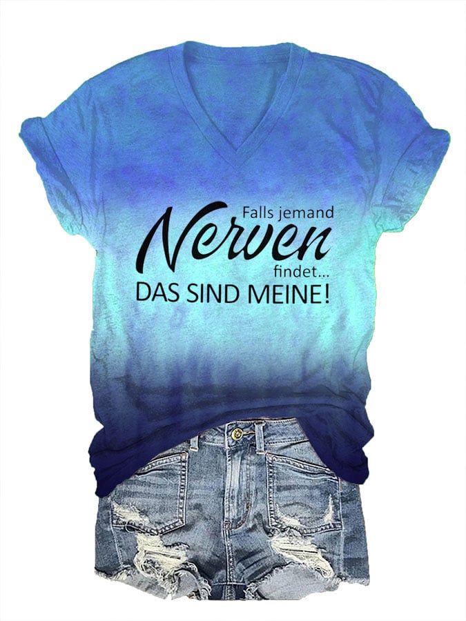 Women's Inspirational Quotes Print V-Neck T-Shirt