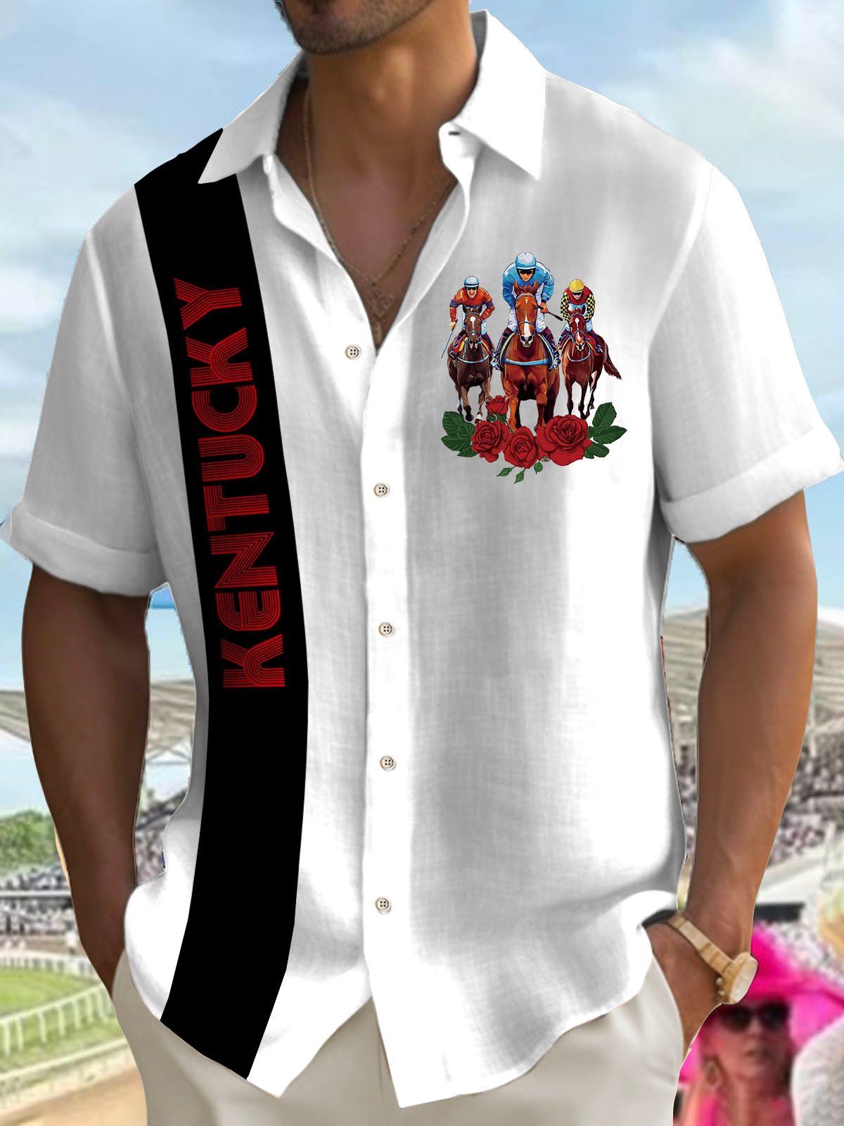 Men'S Retro Kentucky Derby Printed Shirt