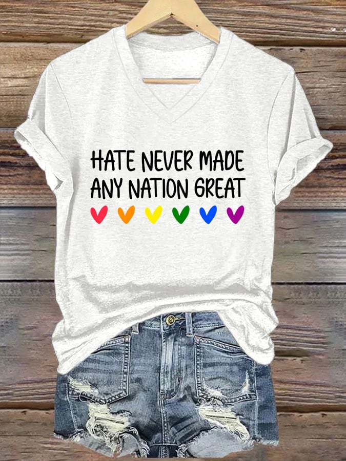 Women's Hate Never Made Any Nation Great Print T-Shirt