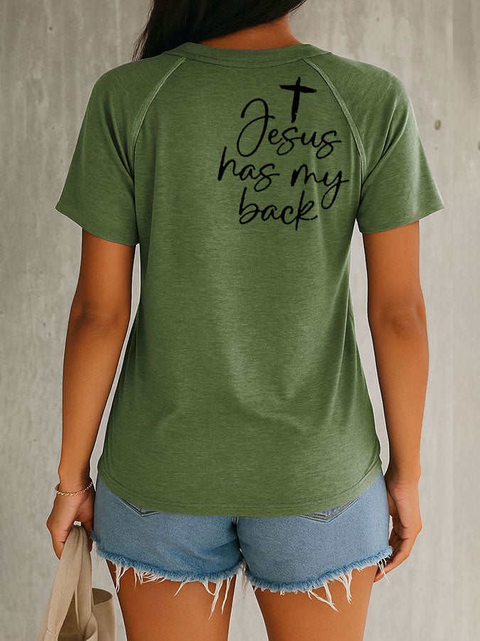 Women's Faith Cross Printed Short Sleeve T-shirt