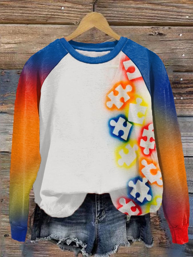Women's Autism Awareness Printed Sweatshirt