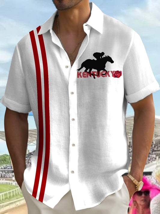 Men'S Retro Kentucky Derby Printed Shirt