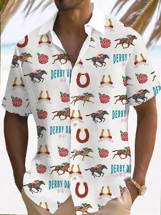 Men's Derby Horses Print Casual Shirt