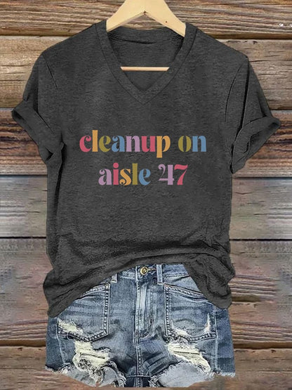 Women's Cleanup On Aisle 47 Print Casual T-Shirt