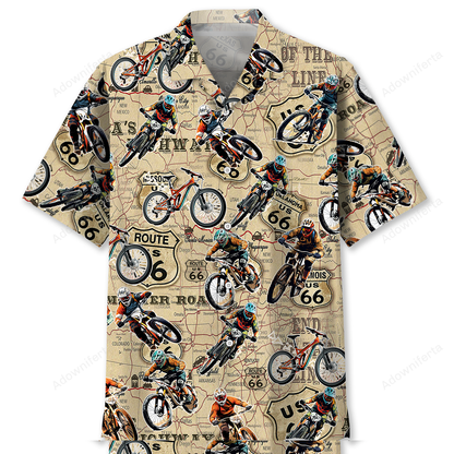 Route 66 Mountain Bike Racing Hawaiian Shirt
