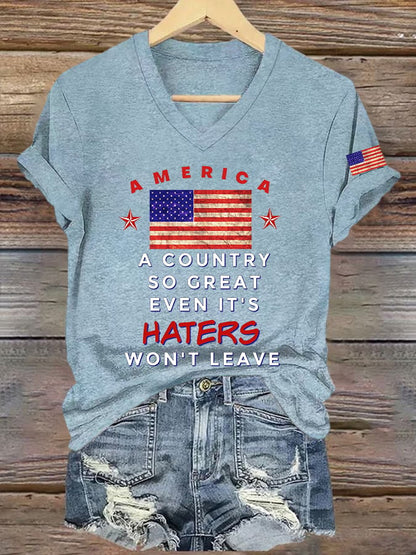 Women's A Country So Great Even It's Haters Won't Leave Printed T-shirt