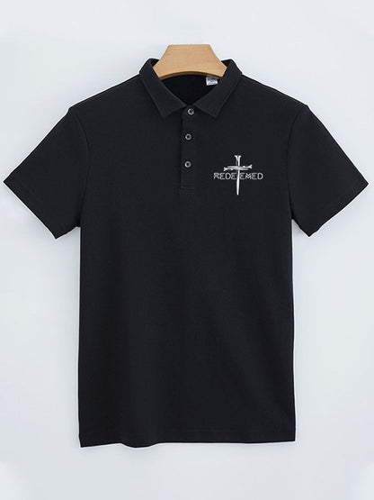 Men's Redeemed Cross Print Polo Shirt