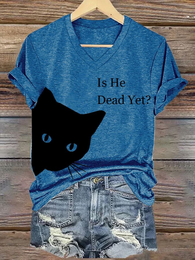 Women's Casual Cat Multicolor T-shirt