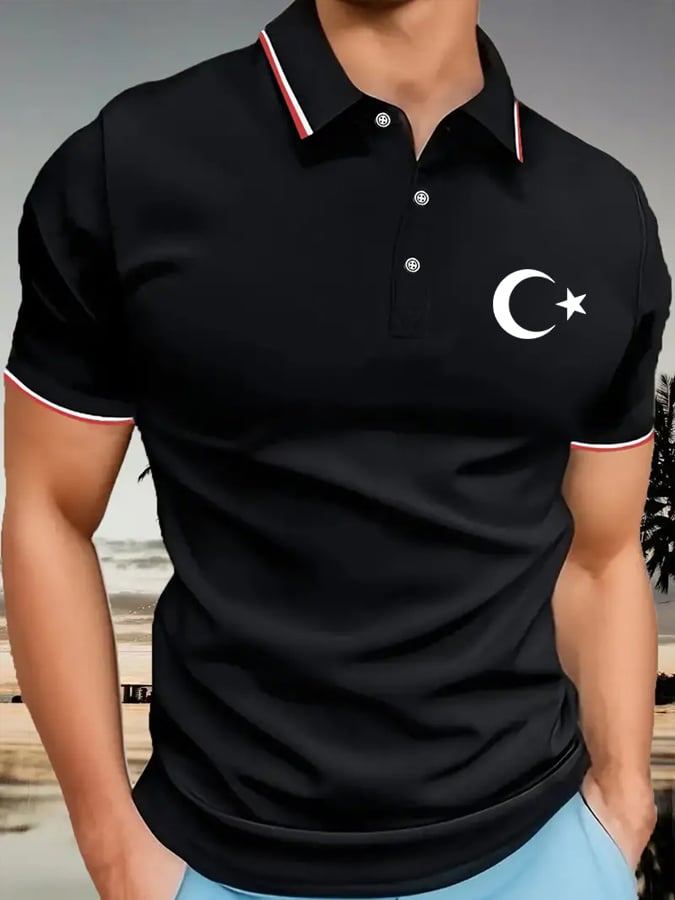 Men's Retro Turkish Liri Simple Polo Shirt