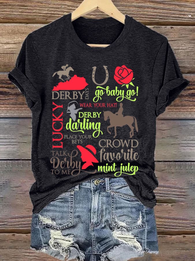 Women's Horse Racing  Printed Casual T-Shirt