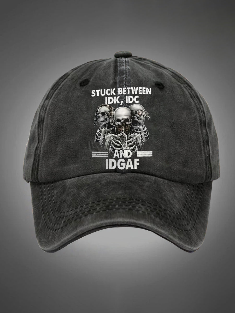 Stuck Between IDK IDC And IDGAF Pattern Washed Hats