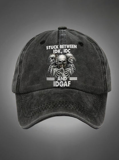 Stuck Between IDK IDC And IDGAF Pattern Washed Hats
