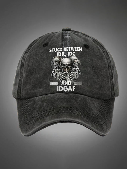 Stuck Between IDK IDC And IDGAF Pattern Washed Hats