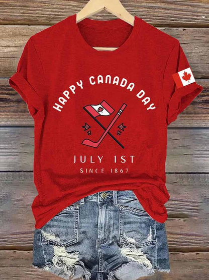 Women’s Happy Canada Day July 1st Since 1867 Print Casual T-Shirts