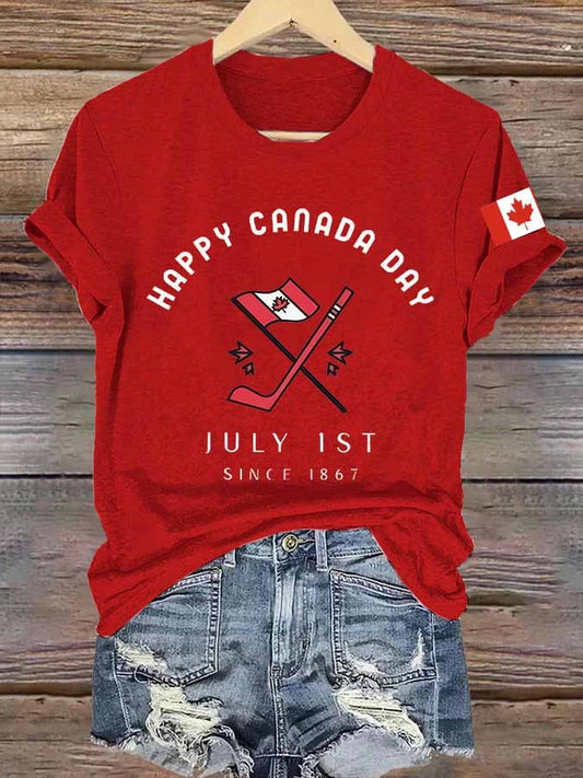 Women’s Happy Canada Day July 1st Since 1867 Print Casual T-Shirts