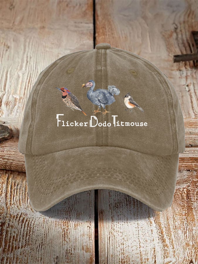 Unisex Distressed Washed Cotton Animal "FDT" Print Hat