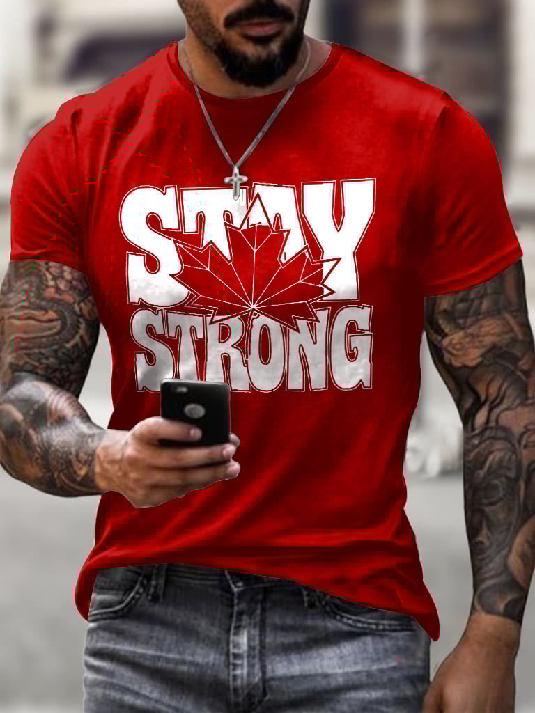 Men's Retro Stay Strong Canada Print T Shirt