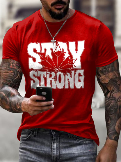 Men's Retro Stay Strong Canada Print T Shirt