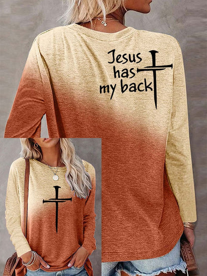 Women's Jesus has my back Casual Long Sleeve T-Shirt