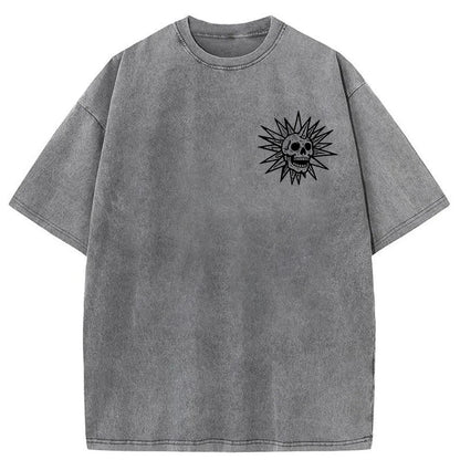 Spooky Island Cartoon Halloween Washed Cotton T-Shirt