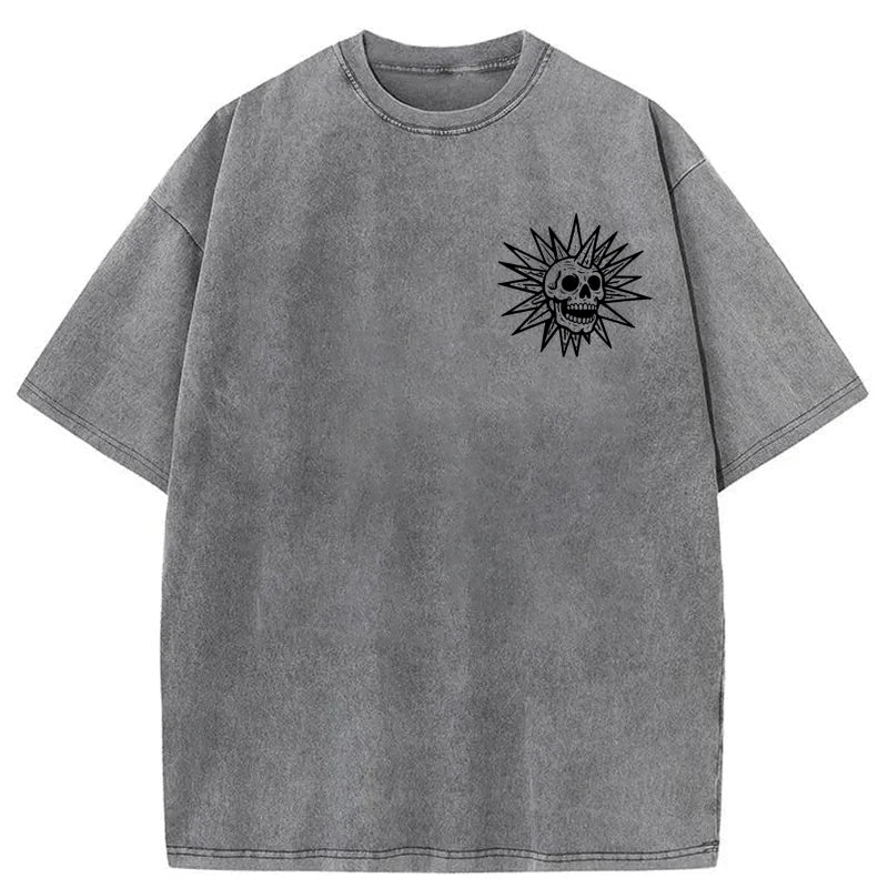 Spooky Island Cartoon Halloween Washed Cotton T-Shirt