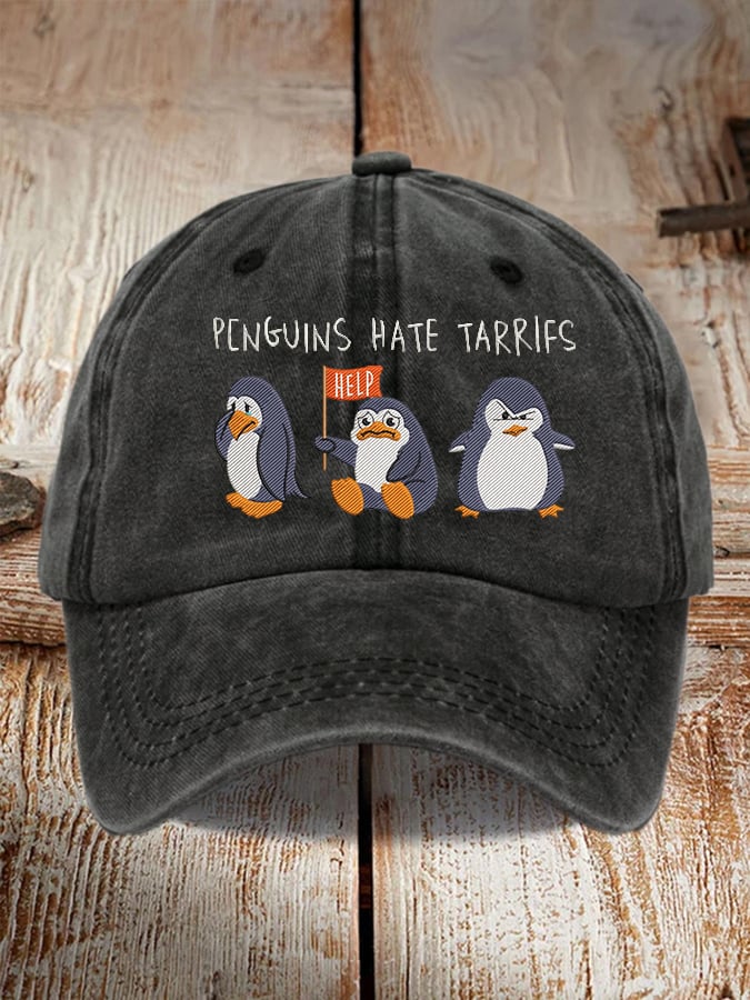 Unisex Penguins Hate Tarrifs Print Hat