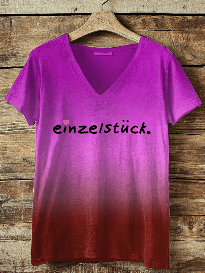 “Unique” women’s V-neck T-shirt.