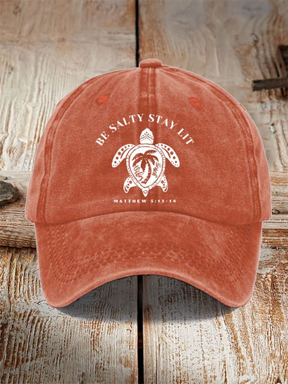 Unisex  Be Salty Stay Lit Matt Sea Turtles Print Hat
