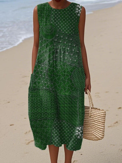 Women's Casual Vintage Geometric Art Vest Dress