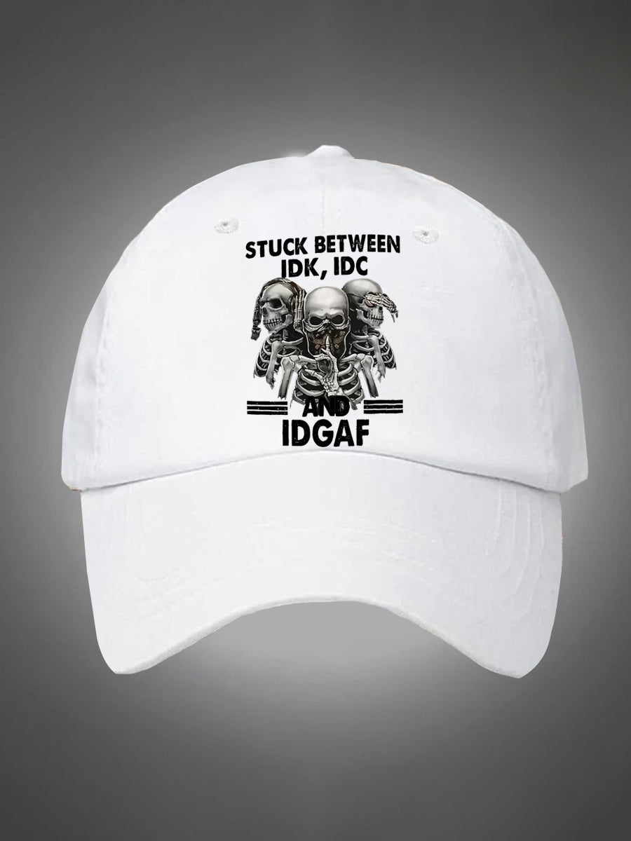 Stuck Between IDK IDC And IDGAF Pattern Washed Hats