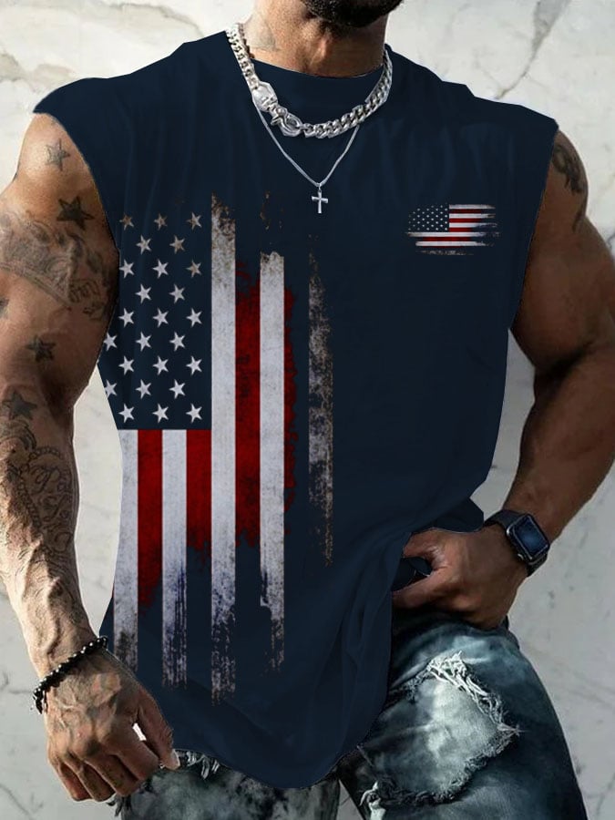Men's Vintage Flag Print Tank Top