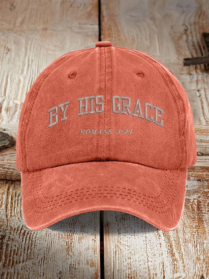 Unisex By His Grace Romans 3:24 Print Hat