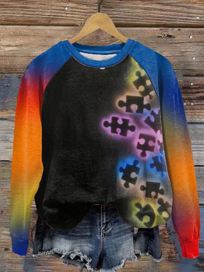 Women's Autism Awareness Printed Sweatshirt