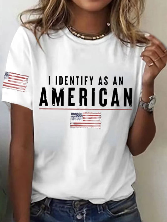 🔥Last Day 49% Off🔥Women's I Identify As An American Print Casual T-Shirt