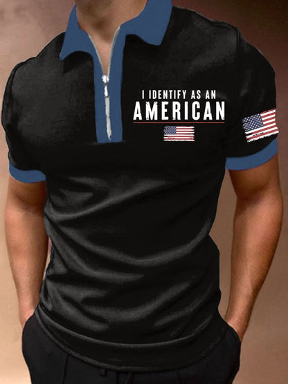 Men's I Identify As An American Print Polo Shirt