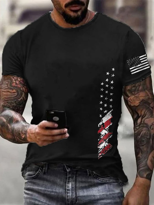 Men's Retro Independence Day Cotton Short Sleeve T-Shirt