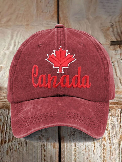 Retro Canadian Maple Leaf Print Baseball Cap
