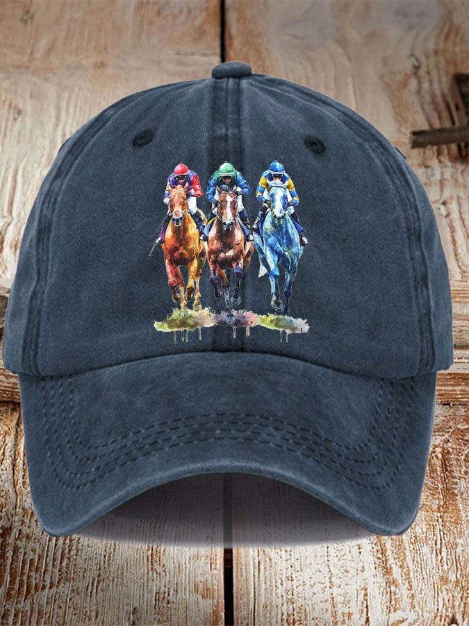 Unisex Horse Racing Print Hat