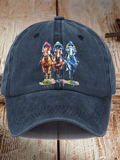 Unisex Horse Racing Print Hat