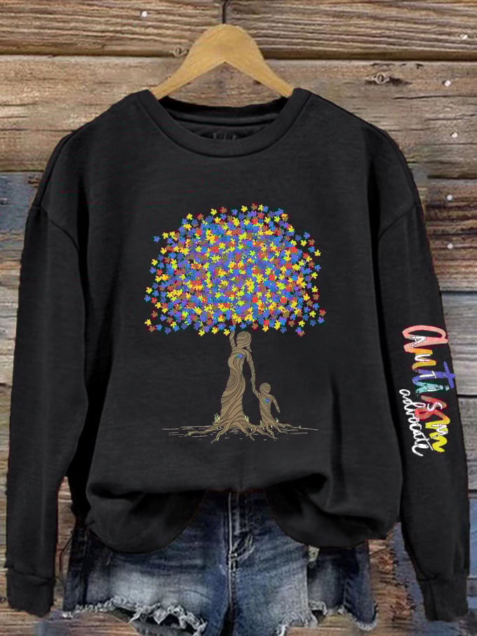 Women's Tree of Life Autism Awareness Printed Sweatshirt