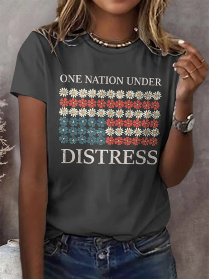 🔥Last Day 49% Off🔥Retro One Nation Under Distress Print T-Shirt
