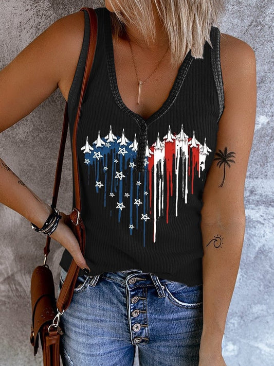 Women's Vintage Flag Print Casual Tank Top