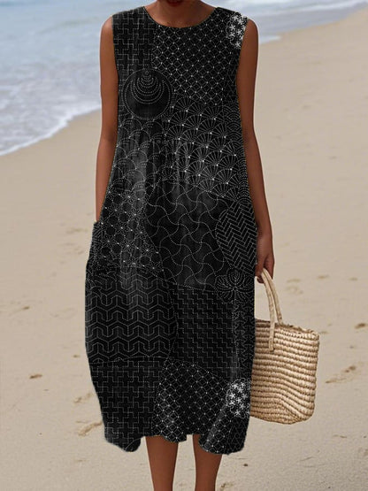 Women's Casual Vintage Geometric Art Vest Dress