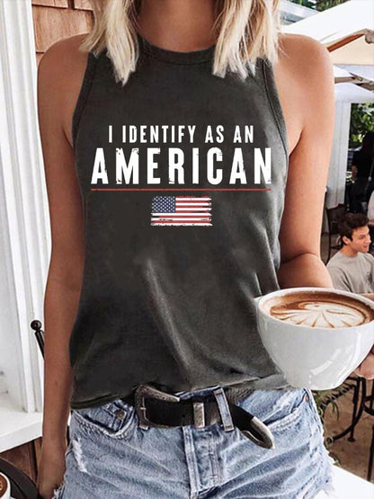 Women's I Identify As An American Print Tank Top