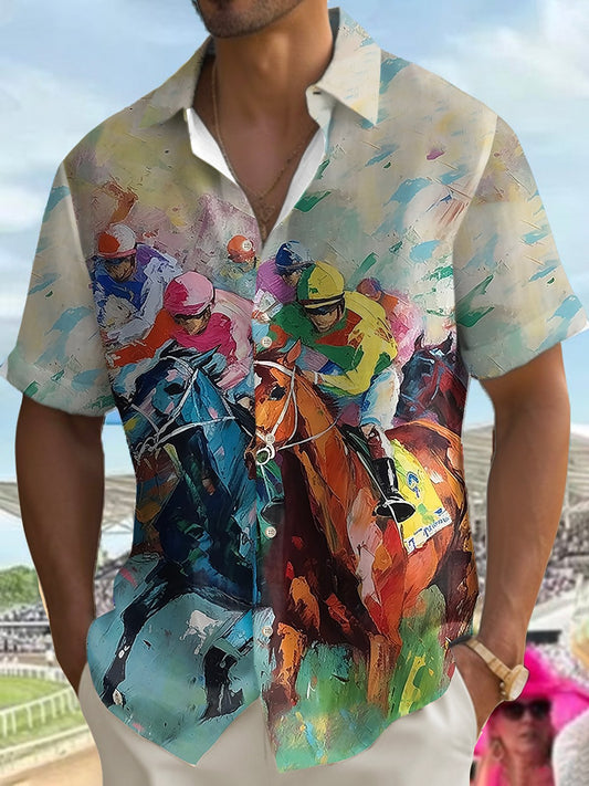 Men'S Retro Kentucky Derby Printed Shirt