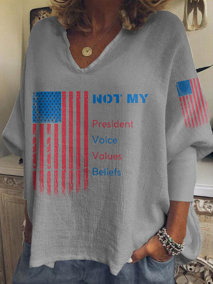 V-neck Retro Resist Not My President, Not My Voice, Not My Values, Not My Beliefs Print T-shirt