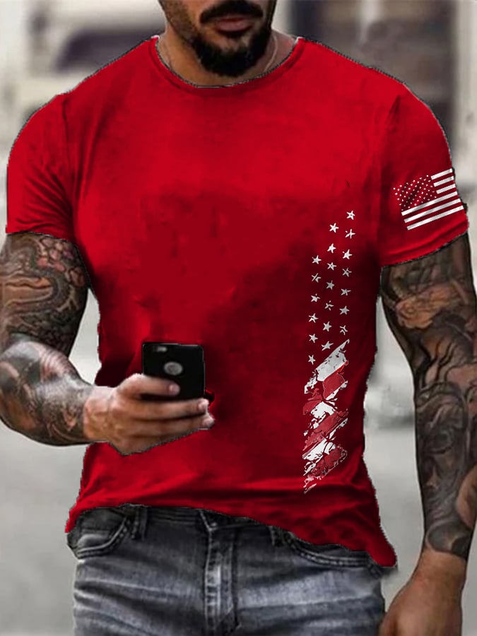 Men's Retro Independence Day Cotton Short Sleeve T-Shirt